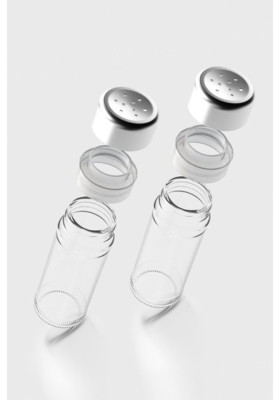 Renga Voca 112 Ml Metal Kapaklı 2'li Cam Tuzluk Biberlik Seti 121011 Gümüş