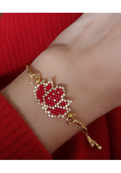 Harmel Jewelry Miyuki Kırmızı Lotus Çiçeği Şans Bilekliği Kırmızı