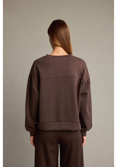 Defacto Bisiklet Yaka Modal Sweatshirt G2913ax25aubn336 Kahve