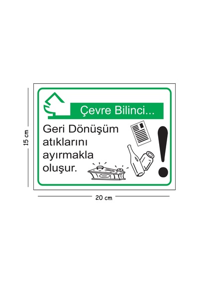Metal Çevre Bilinci Geri Dönüşüm Atıklarını Ayırmakla Oluşur 15x20 Cm Uyarı İş Güvenliği Levhası