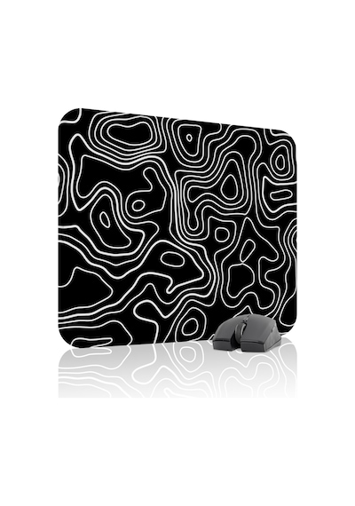 Siyah Beyaz 48x40 Xl Taraftar Gaming Oyuncu Mouse Pad Kaymaz Taban Büyük Fare Altlığı Topography