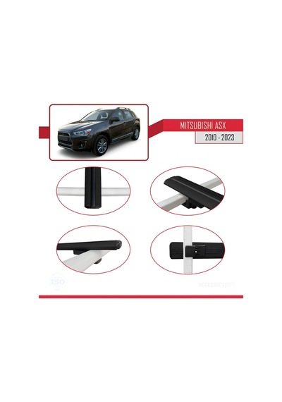 Mitsubishi Asx 2010-2023 Arası İle Uyumlu Basic Model Ara Atkı Tavan Barı Siyah 3 Adet