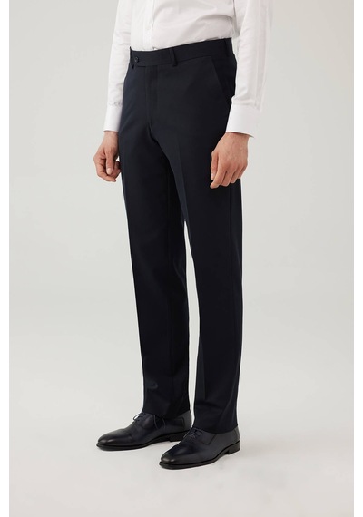 Erkek Lacivert Regular Fit %100 Yün Kumaş Pantolon