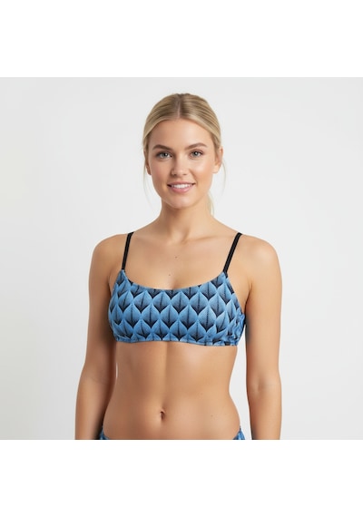 Bonbon Kadın Micro Polyester Balensiz Desteksiz Scoop Bralet Sütyen Bb2113 Mavi Desenli