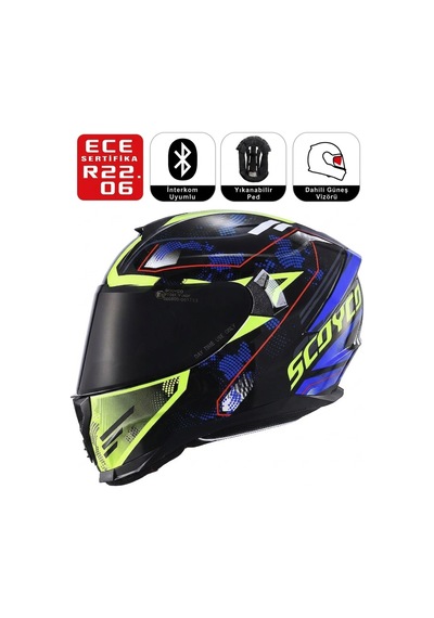 Ff869 Glaxy Motosiklet Kaskı Güneş Vizörkü Full Face Motorcu Kask Çok Renkli