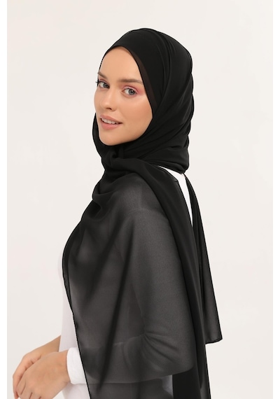 Altobeh Hazır Lüks Pratik Hijablı Şifon Şal Siyah