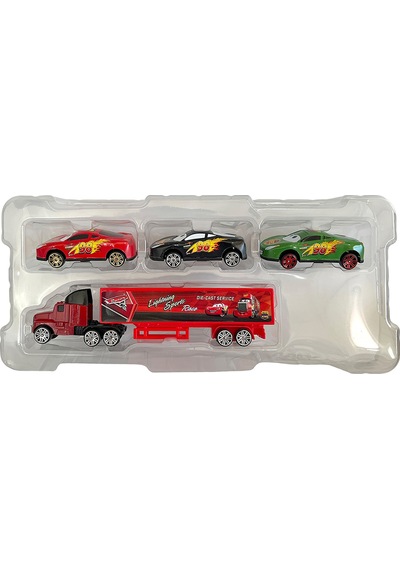 Cars Arabalar Taşıyıcı Tır Mack Şimşek Mcqueen Oyuncak Metal Araba Seti Diğer