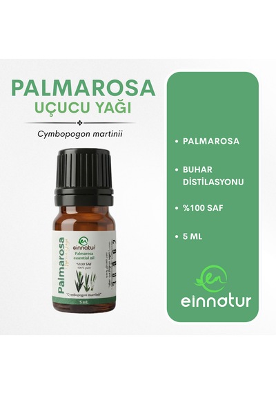 Palmarosa Uçucu Yağı, 5 Ml, %100 Saf, Cymbopogon Martinii Essential Oil