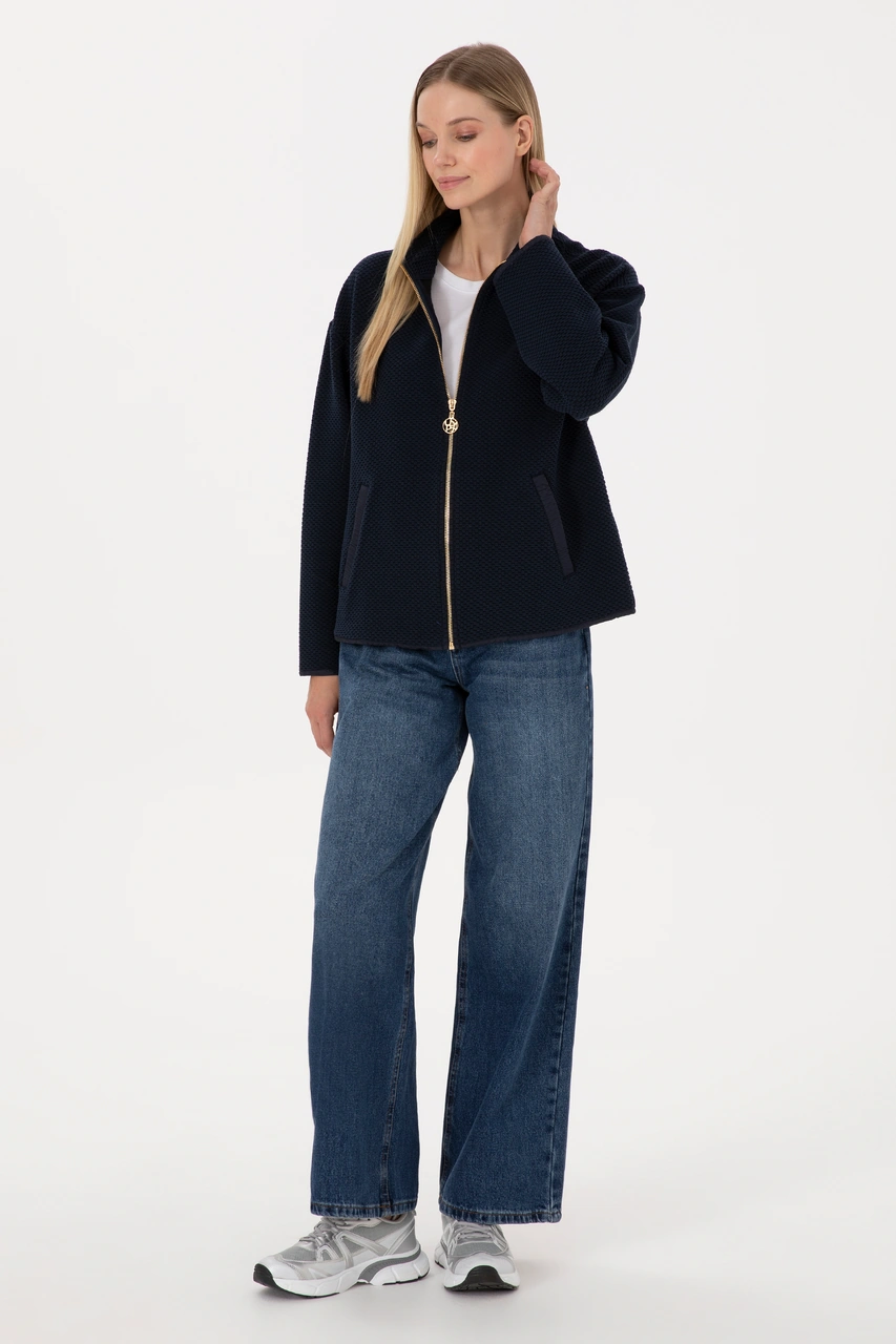 U.S. Polo Assn. Kadın Lacivert Fermuarlı Dik Yaka Sweatshirt 50314173-VR033