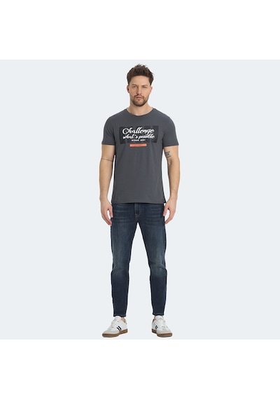 Slazenger RATAN Erkek Baskılı Koyu Gri Tişört