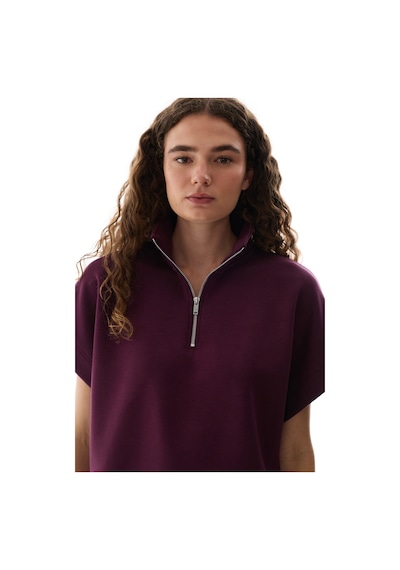Penti Bordo İpeksi Dokunuş Silky Touch Kısa Kollu Fermuarlı Kısa Kollu Bluz