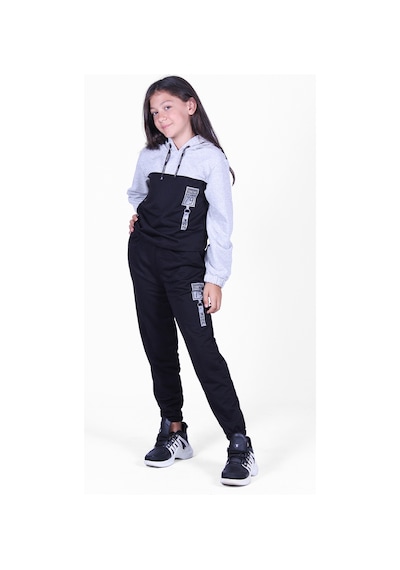 Panios Kids Kız Çocuk Fileli Baskılı Eşofman Takımı Siyah