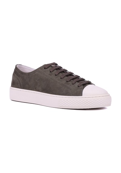 Shoetyle - Hakiki Nubuk Deri Haki Renk Erkek Sneaker - 666-0381-1581
