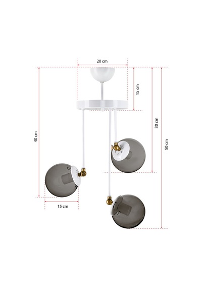 Üçlü Blanco Modern Avize Füme Glop Camlı Beyaz