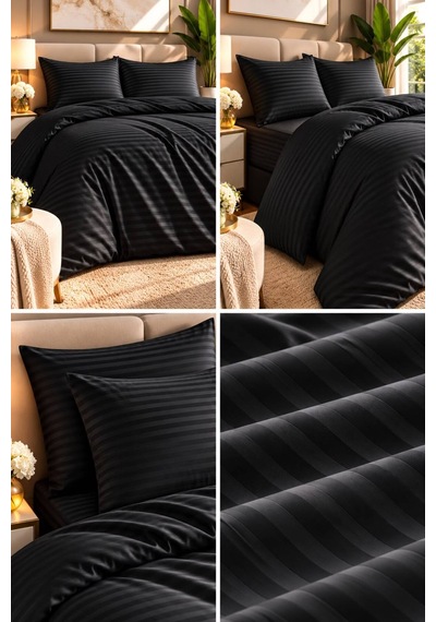 Pamuk Saten Soft Touch Premium Çift Kişilik Özel Kutulu Nevresim Takımı Seti 4 Parça Siyah - 943622227 Siyah