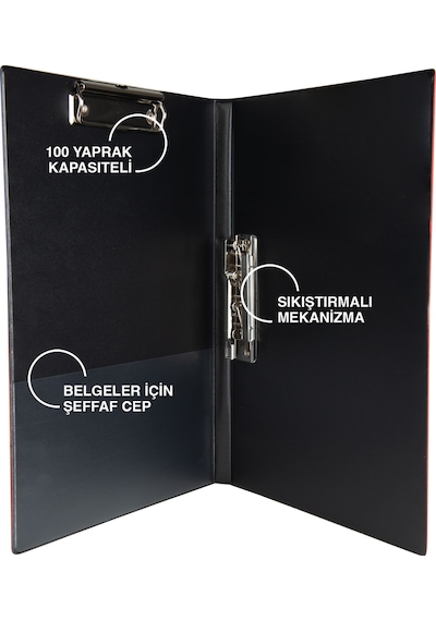 Evrak Sunum Firma Klasörü Sekreterlik Çift Mekanizmalı A4 Ring Binder File 250 Yaprak Kapasiteli 23x31 Cm. Kırmızı