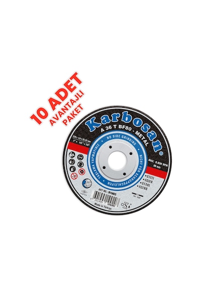 Karbosan 230x3.0x22.23mm A 36 T Bf80 Metal Kesme Taşı 10 Lu Paket