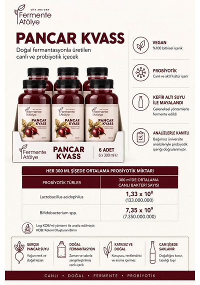 Pancar Kvass 300 Ml. 6'lı Fırsat Paketi Pet Şişede