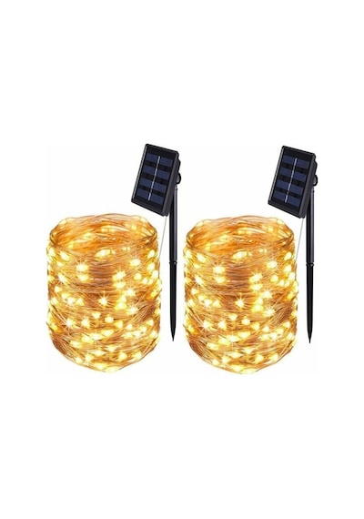 Pazly Güneş Enerjili Peri Işıkları - 10m 100 Led Sıcak Beyaz Aydınlatma