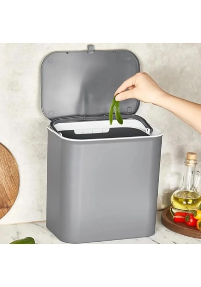 Dolap Kapağına Asılabilir 15 Litre Çöp Kovası, Duvara Yapıştırılabilir Çift Tarafa Açılabilir Mutfak Çöp Diğer