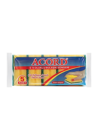 Acord Oluklu Bulaşık Süngeri 4 x 5 Adet