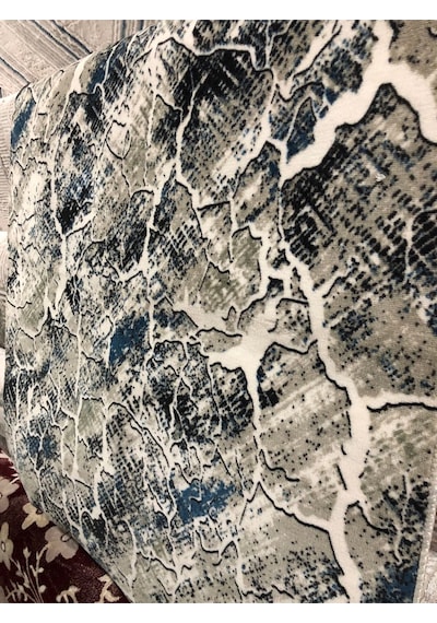 Jel Kaymaz Taban Yıkanabilir Yumuşak Yüzey Yolluk Halı Üst Kalite Mavi Vintage Desen Renkli