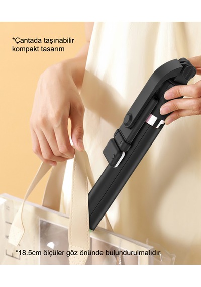 Genz Bilişim Led Işıklı Selfie Çubuğu Ve Bluetooth Kumandalı Kablosuz Selfie Stick Max: 70 Cm Uzunluk Siyah