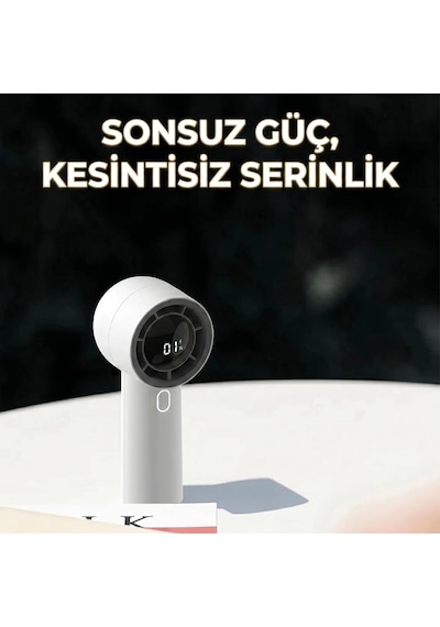 Robeve Cırak Turbo El Vantilatörü 100 Kademeli Ayarlı Güçlü Rüzgar Taşınabilir Fan Led Ekranlı Usb-c Şarjlı