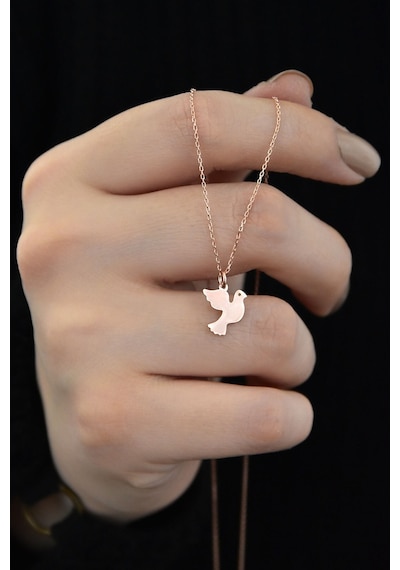 Papatya Silver 25 Ayar Gümüş Rose Altın Kaplama Güvercin Kolye