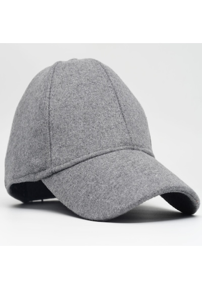 Şapkadan Unisex Gri Kaşe Kumaş Kışlık Kep Şapka 45645dr57011