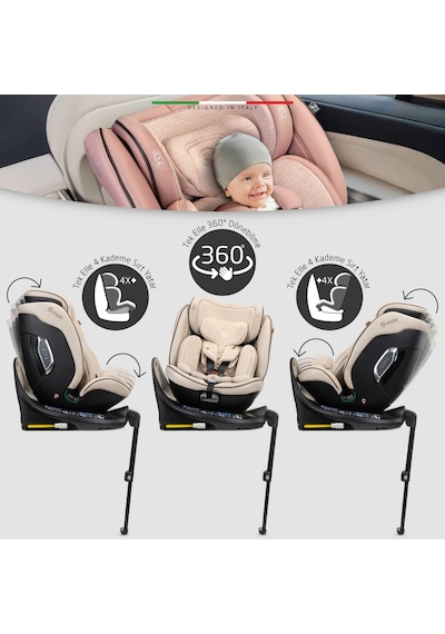 Elele Stradafix 360 Dönen I-size Oto Koltuğu İsofix 40-150 Cm 0-36 Kg Bej