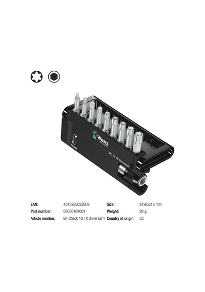 Wera Bit-Check 10 Torx Universal 1 Bits Seti 05056164001