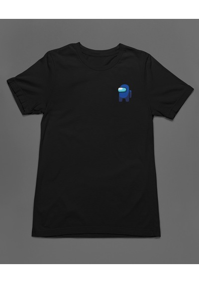Bumeta Mini Imposter Mavi Mürettebat Among Us Unisex Tişört T-shirt Siyah