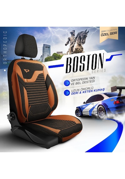 Panda Boston Serisi Keten Kumaş Oto Koltuk Kılıfı   - Tam Set