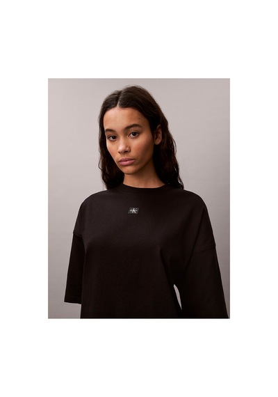 Calvin Klein Kadın Ss Oversize Woven Label T-shirt Elbise-16196 Siyah