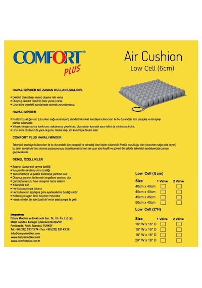 Medikaltec Comfort Plus Dm-640 Havalı Oturma Minderi 40x40x6