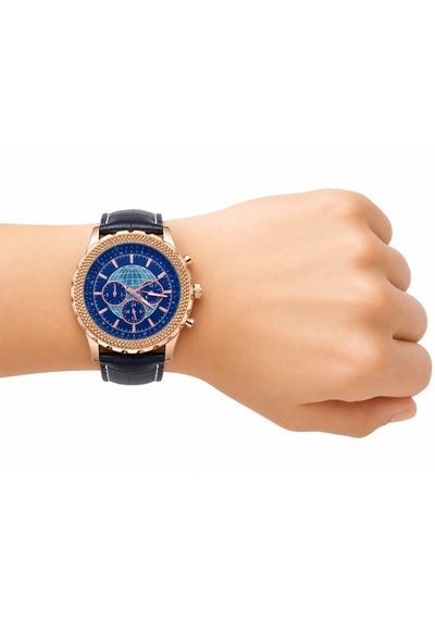Atakaya Premium Erkek Kol Saati Rose Gold Kasa Lacivert Kadran Siyah Gümüş