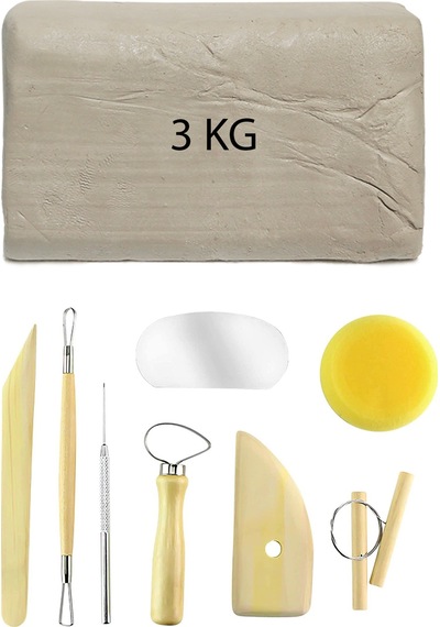 Beyaz Seramik Hamuru 3 Kg Seramik Başlangıç Seti 8 Parça