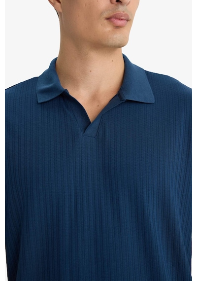 Defacto Regular Fit Krinkıl Polo Yaka Kısa Kollu Tişört E1207ax25aunv147 Lacivert
