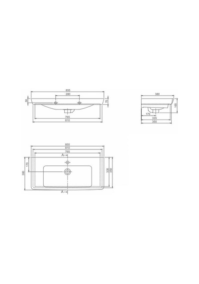 Turkuaz Seramik Cerastyle Porto 85 x 38 CM Etajer Lavabo