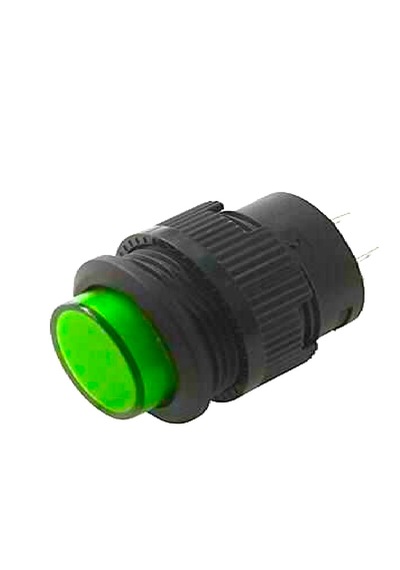 16mm Plastik 2 Pin Anahtarlı Buton Yeşil - Kalıcı Buton- Anahtar
