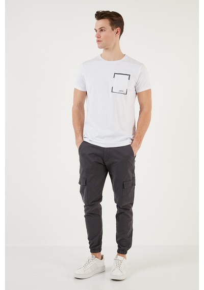 Buratti Bisiklet Yaka Pamuklu Slim Fit Erkek T Shirt 541Rework Beyaz