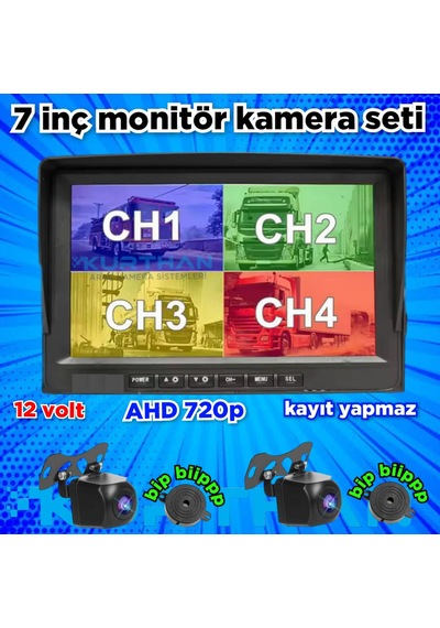 7'' Kayıtsız Ekran 2 Ad Araç Ve Yaya Tanıma Sesli İkazlı Kamera