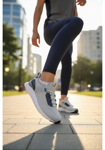 Enoch Erkek Spor Ayakkabı Koşu Ve Yürüyüş Sneaker Yan Destekli Ve Örme Performans Modeli Gri