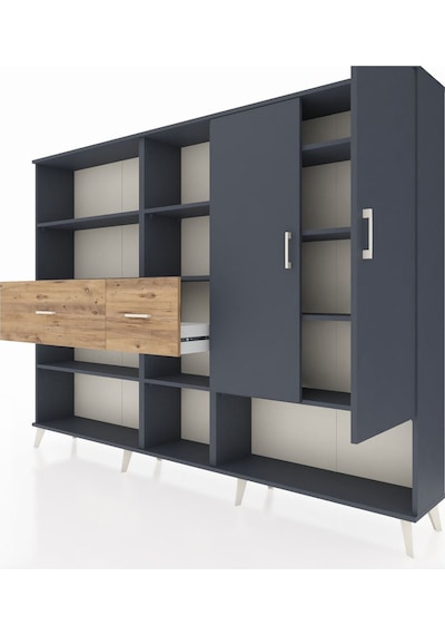 Arges Dolap 10 Raflı 2 Çekmeceli 2 Kapaklı 220x30x163 Antrasit-an Antrasit-antrasit/çam Arges Dolap 10 Raflı 2 Çekmeceli 2 Kapaklı 220x30x163 Antrasit-an Antrasit-antrasit/çam