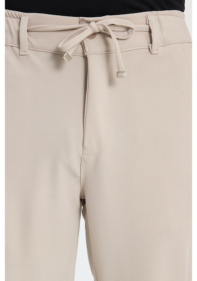 Tudors Erkek Slim Fit Dar Kesim Beli Lastikli Bağcık Detaylı Taş Pantolon-41667 Taş