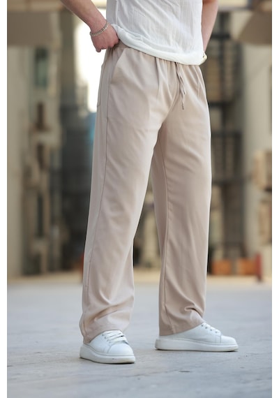 Madmext Bej Beli Ayarlanabilir Rahat Kesim Erkek Pantolon E6564
