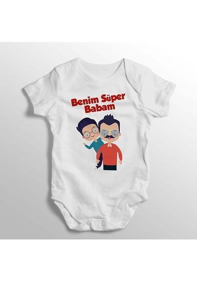 İmaj Tuğbababy Benim Süper Babam Yazılı Baskılı Bebek Zıbını (520689003) Beyaz