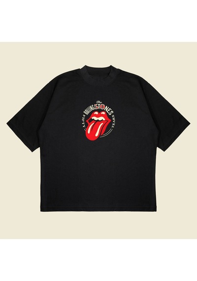 Startmore Rolling Stones 50.years Boxy Fit Oversize Unisex Tshirt Baskılı Tişört Siyah
