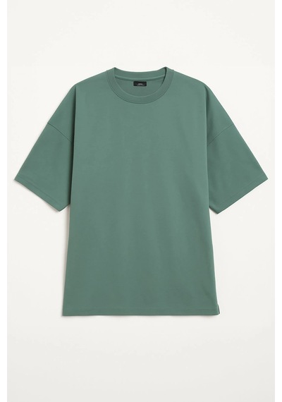 Markapia Kadın Bisiklet Yaka OversizePamuk T-shirt Mint